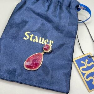 NWT Stauer Ruby Gold Vermeil Teardrop Pendant